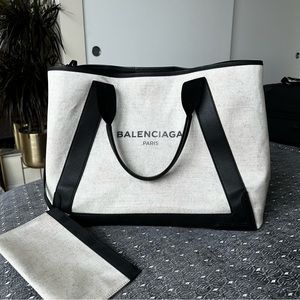 Balenciaga Navy Cabas Tote - Black/Natural